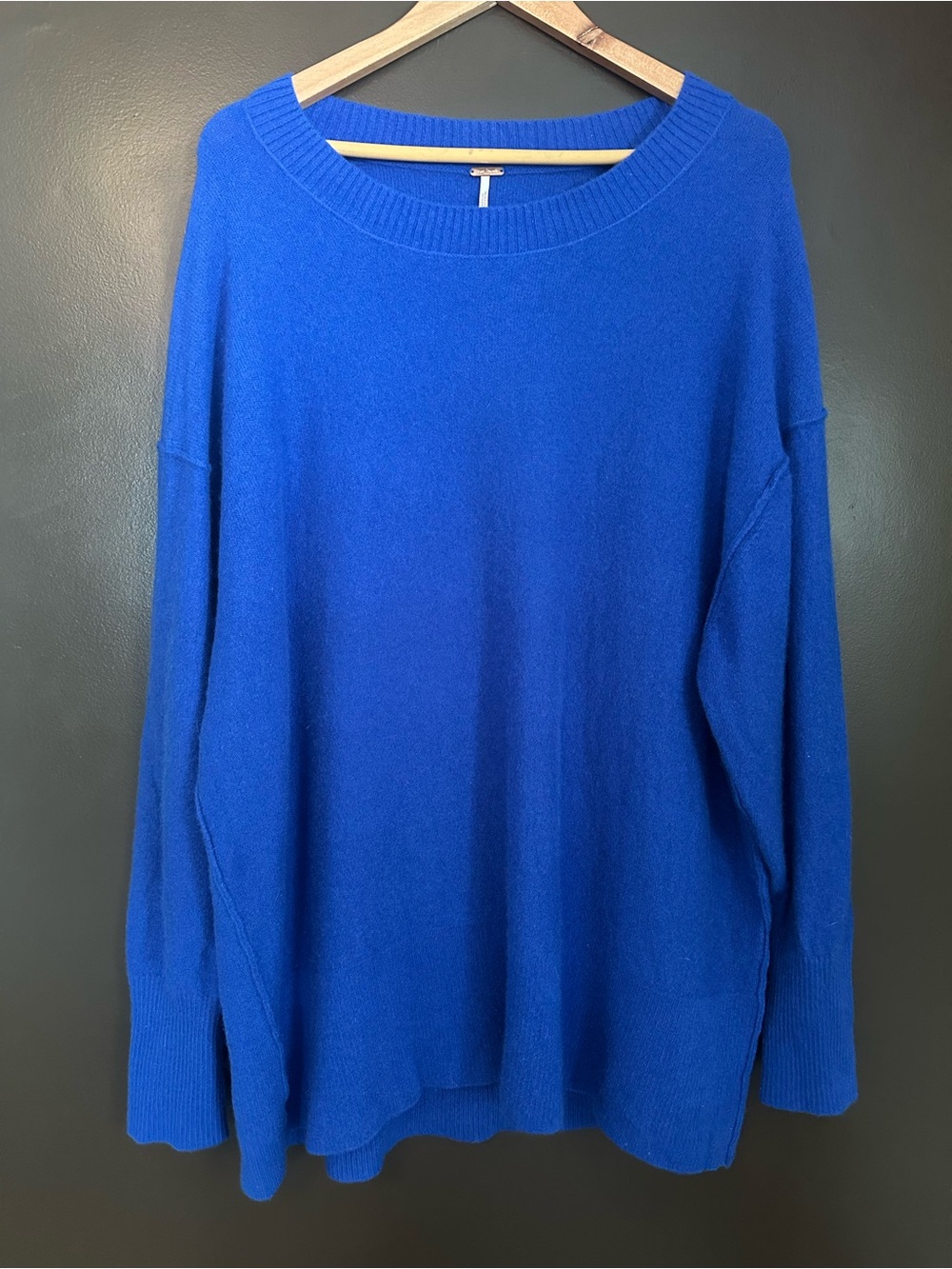 FREE PEOPLE Oversized Cobalt Blue Cashmere Sweater Tunic EUC Large